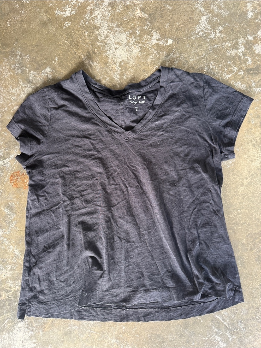 LOFT Black Short-Sleeve V-Neck Tee